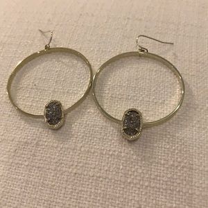 Kendra Scott Gold Elora Hoop Earrings Silver Drusy